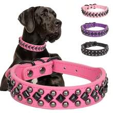 Adjustable Leather Spiked Pet Collar, Punk Style, Anti-Bite Necklace For Medium And Large Pets - Multicolor - View 8