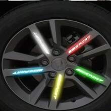 8 piezas Pegatinas reflectantes para neumáticos de coche, vehículo eléctrico, motocicleta, bicicleta. Se pueden pegar, de amplia practicidad, pegatinas de colores, accesorios para automóviles y bicicletas (color aleatorio)