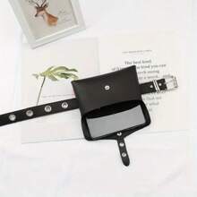 Punk Style JK Uniform Accessories Belt Full Hole Belt, Dark Punk Fashion Versatile Pants Punching Belt Bag, Women's Chain Waist Bag, Phone Pouch Change Money Bag