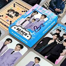 92pcs/Set Pondphuwin LOMO Double-Sided Postcard Set With Holographic Collection Box - High Quality Photo Cards For Fans And Collectibles, Summer - Multicolor - View 1