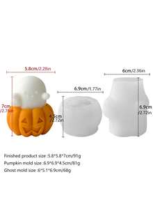 2 Stück Set oder 1 Stück Set Halloween Kerzen Silikonform - Geister Set Design, Kürbis Behälter Design, süßer Stil Design, geeignet zum Herstellen von Halloween Dekorationen, handgefertigten Kunstwerken, Festival DIY Dekorationen, Duftkerzen Herstellung, kann als Festivalgeschenke verwendet werden. Es hat die Eigenschaften von hoher Temperaturbeständigkeit und einfachem Ausformen. - Weiss - Übersicht 11