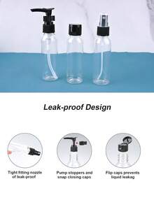 11件套TSA认证防漏旅行洗漱用品瓶套装，带透明收纳袋 - 男女通用，适用于洗发水、乳液和护肤品 - 彩色 - 查看 4