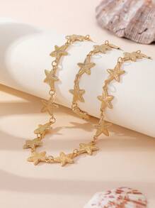 2 Peças Conjunto de Pulseira e Colar Temático de Praia Oceano Elegante e Versátil, Adequado para Uso Diário de Mulheres