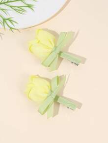 10pcs Girls Colorful Fabric Tulips Hair Clips,Alligator Clips Hairpins,Fashion Hair Accessories For Kids Toddlers Summer Gifts - Multicolor - View 12