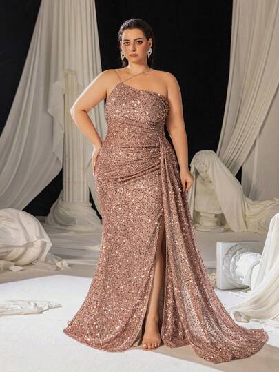 Faeriesty This Elegant Off-The-Shoulder Draped Side Sequin Dress Is Suitable For Red Carpet Events, Grand Galas, Formal Wedding Receptions, Renowned Charity Dinners, And Luxury Banquets.