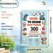 How To Draw Anything: 300 Drawings Of Adorable Things, Animals, Food, Gifts | Book For Kids,Back To School,School Supplies - Blue - View 4