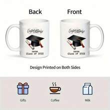 1pc 11oz Graduation Theme Mug, Personalized "Class Of 2025" Graduate Cup, Ideal Graduation Gift For Classmates, Friends, Siblings And Graduates, Suitable For Home And Office Coffee Cup