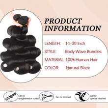 RALISA 12A Human Hair Bundles Body Wave Bundles  Bundles Human Hair Weave Bundles Human Hair 100% Human Hair Bundles Brazilian Human Hair Bundles Human Hair Body Wave Bundles Human Hair Extensions Christmas Gifts Hair Accessories For Women Hair Accessories For Women Christmas Decoration - Natural Black - Xem 5