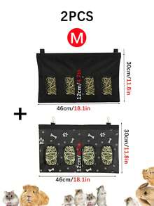 Hanging Oxford Cloth Breathable Grass Bag, Small Pet Food Feeder Bag, Rabbit Hay Storage Bag, Suitable For Small Pets Feeding - Black - View 11