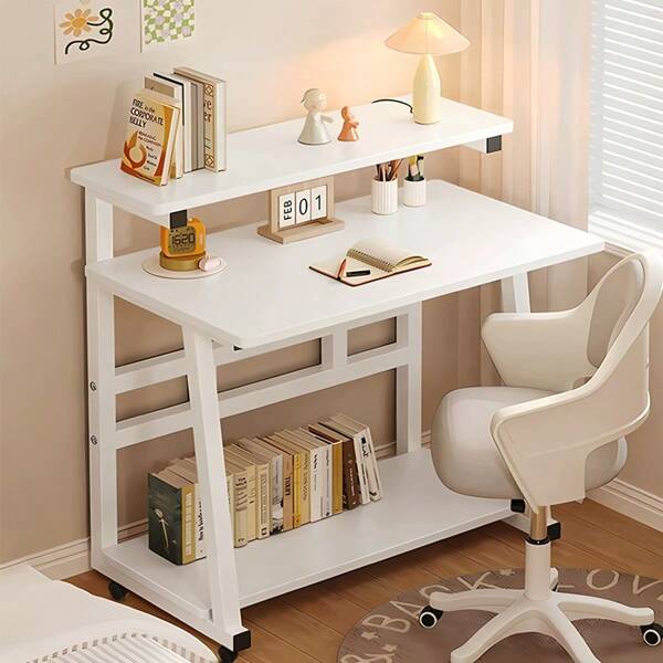 Computer Desk, 3-Tier Desk, Office Desk, PC Desk, With Shelf, Space-Saving, Simple Desk, Easy To Assemble, For Working From Home, Instructions Included