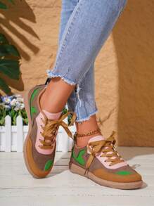 Teenager Casual Patchwork Sneakers, Minimalist Design, Lightweight And Comfortable Outdoor Sports Shoes
