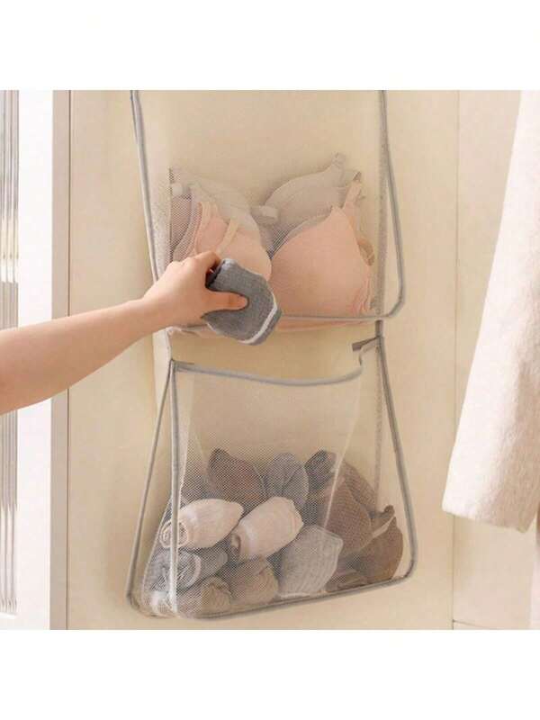 1 قطعة حقيبة تخزين معلقة من النايلون بتصميم الباندا للملابس الداخلية والجوارب - شبكة تهوية قابلة للتعليق على الحائط أو الباب مع أقسام متعددة، مثالية للغرفة والحمام والمطبخ، خزانة محمولة