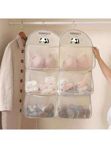 1 Stück Panda-Motiv Nylon Hängeaufbewahrung für Unterwäsche & Socken - atmungsaktiver Mesh Wand- oder Türaufhänger mit mehreren Fächern, ideal für Schlafzimmer, Badezimmer & Küche, tragbarer Kleiderschrank