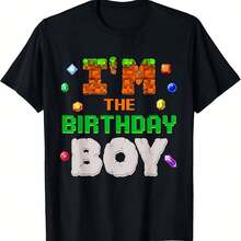I'm The Birthday Boy Video Gamer Pixel Number Bday Party T-Shirt220G Pure Cotton T-Shirt - Casual Style, Perfect For Fall And Winter, A Thoughtful Day Gift For Family And  Tops For Wo Vintage Clothes Wo Clothes Wo Vintage Wo Tops Mujer Cute Tops Wo Cotton Wo Clog Halloween Camisas Summer Clothes Wo Casual Punk Western Tops Wo Fourth Of July Outfit Kpop Cowboy Outfits For Wo Ry Ropa 100% Cotton Y2k Ing Cute Gothic Wo Clothes Black And White Top Vintage Tops Cloth For Wo White Goth Inawly Retro Clothes For Wo Korean Fashion Wo Camisas Para Mujer - Black - View 1