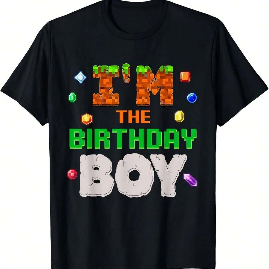 I'm The Birthday Boy Video Gamer Pixel Number Bday Party T-Shirt220G Pure Cotton T-Shirt - Casual Style, Perfect For Fall And Winter, A Thoughtful Day Gift For Family And  Tops For Wo Vintage Clothes Wo Clothes Wo Vintage Wo Tops Mujer Cute Tops Wo Cotton Wo Clog Halloween Camisas Summer Clothes Wo Casual Punk Western Tops Wo Fourth Of July Outfit Kpop Cowboy Outfits For Wo Ry Ropa 100% Cotton Y2k Ing Cute Gothic Wo Clothes Black And White Top Vintage Tops Cloth For Wo White Goth Inawly Retro Clothes For Wo Korean Fashion Wo Camisas Para Mujer - Black - View 1