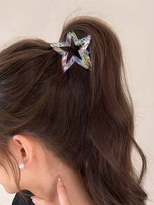 3 件/1 件女式 2.76 英寸粉色/白色/蓝色五角星塑料发爪夹，时尚简约优雅百搭发饰，适合日常佩戴、派对、通勤、海滩、发髻、马尾辫、化妆、服装搭配时尚发夹