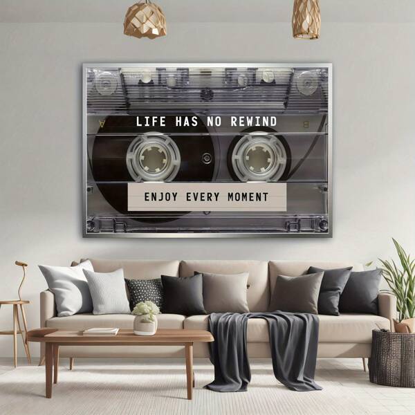 1pc Vintage Cassette Tape Canvas Printed - Motivational Music Poster, Suitable For Wall Decor, Retro Inspirational Quotes Art, Frameless - Office & Bedroom Decor, Unique Gift For Music Lovers, Poster