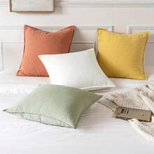 Local Delivery- Decorative Linen Pillow Covers 18x18 Inch Natural Beige ​Boho Farmhouse​ ​Neutral Couch Throw Pillows For Bed Pack Of 2 Accent Outdoor Pillowcase Modern Sofa Cushion Livingroom Home Decor - 黃色 - 查看 7