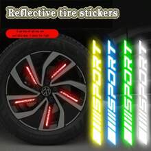 8 piezas Pegatinas reflectantes para neumáticos de coche, vehículo eléctrico, motocicleta, bicicleta. Se pueden pegar, de amplia practicidad, pegatinas de colores, accesorios para automóviles y bicicletas (color aleatorio)