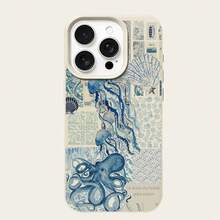 1pc TPU Material Blue Ocean Jellyfish Pattern Phone Case Compatible With Iphone/ Phones, International Version,  Not The Domestic Version - White - View 5