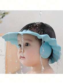 Touca de shampoo infantil à prova d'água com proteção para as orelhas, feita de material EVA macio e dobrável. Ajustável e à prova d'água, adequada para meninos e meninas usarem no banho diário, ao cortar o cabelo e para proteção solar. - Multicolorido - Ver 5