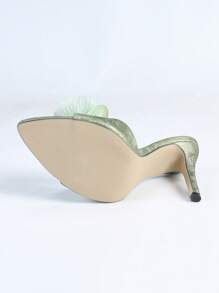 Sandalias de tacón alto para mujer, con correa con estampado de flores en relieve, puntera abierta, elegantes y sofisticadas, con textura superior con estampado floral, suela interior acolchada suave y cómoda, versátiles para primavera/verano, fiesta, exterior, oficina en color verde