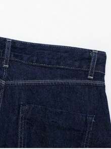 Seelio Spring/Summer New Arrival Women Denim Short Shirt & Double-Belted Skirt 2-Piece Suit - Dark Blue - View 8