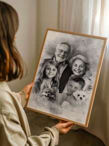 1 Style - Add Deceased Loved One To Photo, Memorial Gift, Add Person To Photo, Family Portrait Different Photos, Combine Photos Canvas - Artwork Wall Painting For Gift, Keepsake, Bathroom, Bedroom, Living Room,Unique Ideal Gifts For Him Her,Dad,Mom,Family,For Mother's Day,For Birthdays,For Father's Day,For Housewarming Dining Room,Living Room,Bedroom,Home