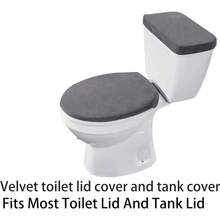 Local Delivery-Madeals Memory Foam Toilet Rug Set 3 Piece And Bathroom Mat With Toilet Lid Cover And Tank Cover Set Black - Carbon Grey - View 9