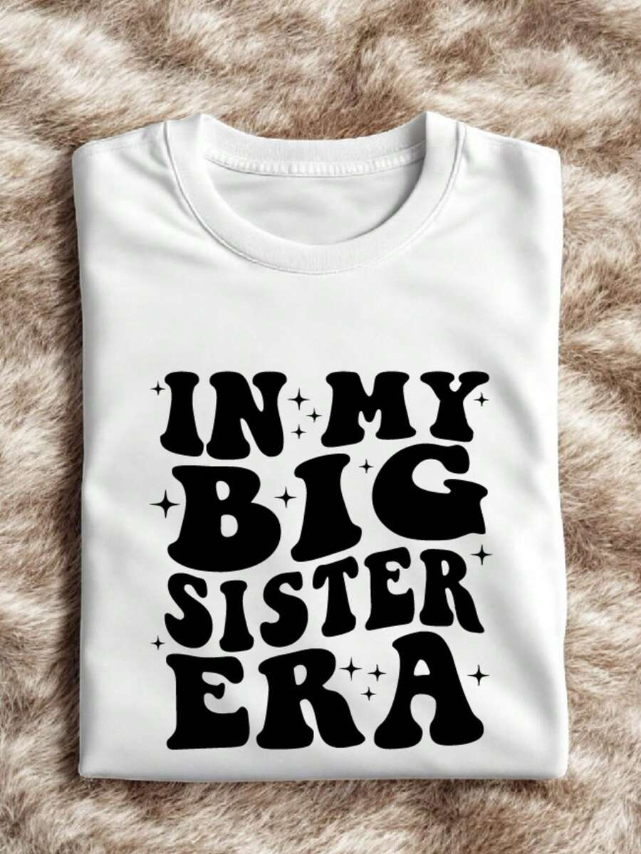 In My Big Sister Era T-Shirt, Gift For Sister, Sports Era, Cute Announcement Tee, Funny Big Sister Shirt, Sister Birthday Gift, Big Sister IT-3400 - 白色 - 查看 1