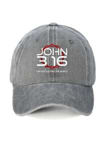 1pc John 3:16 Inspirational Quote Printed Adjustable Baseball Cap - Unisex Casual Streetwear Style, Available In Multiple Colors