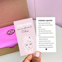 50 Cartões de Cuidados de Cílios - Rosa Bebê - Visão 1