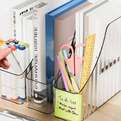 Transparent Desk Organizer Bookend, Desktop Decor Accessory