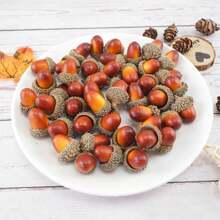 20pcs/50pcs/100pcs Artificial Mini Acorns, Fake Fruit Props Lifelike Oak Nut Plants Model Craft For Photography Props,Party Decoration,Autumn Decorations,Home Kitchen Table Decor, Thanksgiving Halloween Christmas Festival Decorative Ornaments ,Perfect For DIY Crafts, Home Decor, Party Favors,Party Favor Supplies