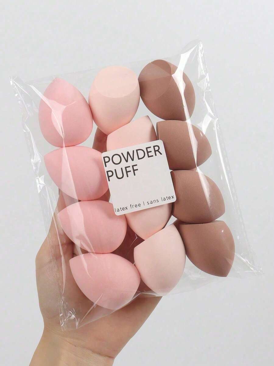 [12pcs Water-Absorbent Makeup Sponges] 12pcs Latex-Free, Water-Absorbent Polyurethane Makeup Sponges - Suitable For Liquid, Cream, And Powder Foundations - Available In Multiple Colors - Multicolor - View 1