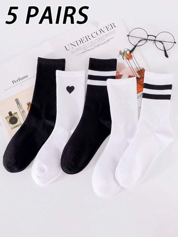 5 Pairs Unisex Soft Comfortable Mid-Calf Socks, Casual & Business Everyday Wear
