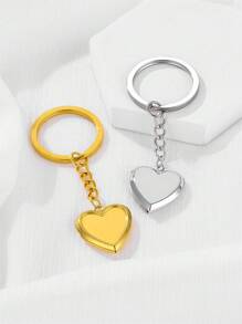 Customized Family Photo Stainless Steel Keychain, Personalized Heart-Shaped Keyring For Bag, Car, Wallet, Birthday Party Memorable Gifts For Family And Friends