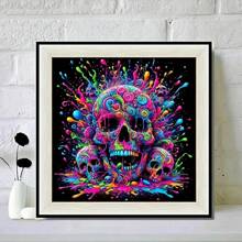 Kit de peinture diamant 5D pour adultes, série crâne en points diamant ronds, artisanat de gemme pour débutants, décoration murale