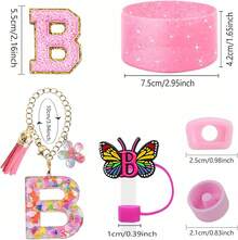 6PCS Cup Accessories Set For 30oz 40oz, Compatible With Stanley Cup Letter Charms For Handle Silicone Boot,Straw Cover Topper & Sticker (Letter S) - Letter B - View 3