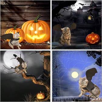 1pc Adorable Black Bat Wing Pet Costume, Soft Fabric, Suitable For Cats & Small Dogs, All Season Fun, Hook And Loop Strap, Great For Halloween, Cosplay & Theme Parties Halloween Halloween Costumes