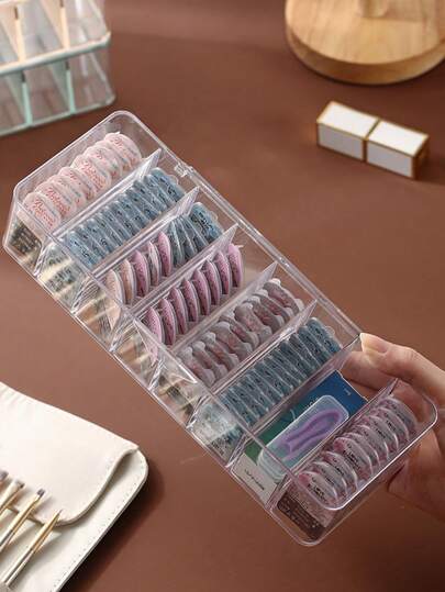 Flip-Top Compartment Grid Daily Disposable Contact Lens Storage Case, Large Capacity Multi-Pair Holder, Transparent Dust-Proof Storage Box,Makeup Bag,Travel Essential