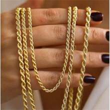 1 Piece Fashionable Twisted Stainless Steel Necklace Long Chain 2mm-4mm 45-60cm Popular Jewelry Accessory Daily Match For Mom And Lover Holiday