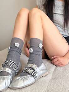 1 Pair Girl Delicate Floral Lace Trim Short Socks, Cozy - Multicolor - View 10