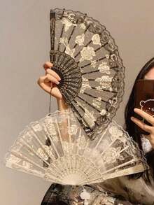 装饰扇，清爽的白色樱花手扇，带有金箔印花，休闲简约风格，适合日常和家庭使用