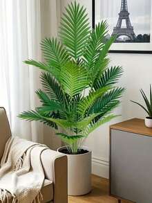 1pc 90cm/35.43in Artificial Palm Tree Plant, Large Tropical Coconut Tree, Green Faux Plant Decor For Home, Balcony, Office, Kitchen (No Pot)