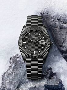 TOMI 男士手表套装包括星星胸针、戒指、奢华简约表盘、钢表带，适合送礼、节日、家庭、日常生活、节日 - 彩色 - 查看 4