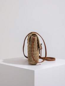 Vintage Fashion Large Capacity Woven Tote Bag, Beach Vacation Straw Shoulder Crossbody Bag