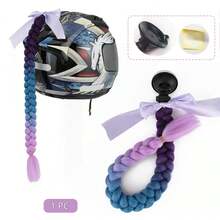 1 pieza Pelucas de trenzas de 22 pulgadas en colores rojo, negro, verde, amarillo, morado, rosa y azul para casco de motocicleta con ventosa desmontable con lazo (el casco no está incluido)