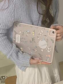 Flower 1pc 亚克力透明花卉印花保护套，简约法式浪漫优雅风格，适合女性，适合多种平板电脑型号，因实际收到的商品而异 - 無色 - 查看 3