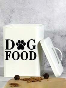 Waterproof PVC Dog & Cat Food, Snacks Storage Box Stickers - Creative Letter Print, Self-Adhesive Removable Wall Stickers, Home Decor Use
